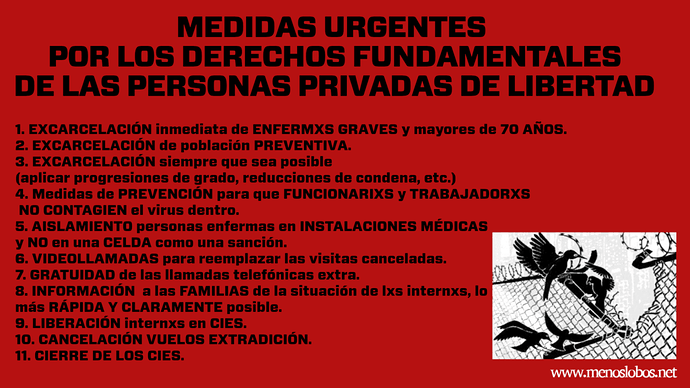 Medidas urgentes por los derechos fundamentales de las personas privadas de libertad